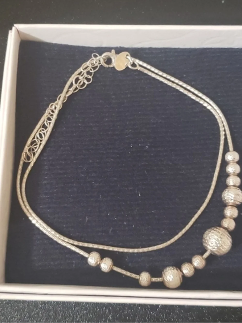 Elegant Silver Beaded Women's Necklace - Minimalist Chain